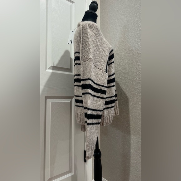 Ba&sh Bosco Striped Wool Mohair Blend Sweater Greige Sz Large Crewneck Pullover - Picture 4 of 16